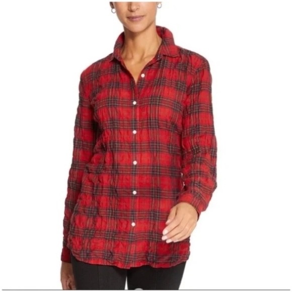 J.McLaughlin Lois Blouse Plaid Long Sleeves Light Fabric Summer Shirt, Size M - Picture 1 of 8